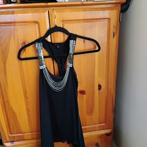 Grass Collection Black Top with Silver Chain Details